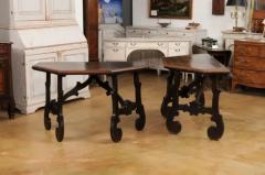 17th Century Italian Baroque Walnut Fratino Consoles with Carved Bases a Pair - 3577438