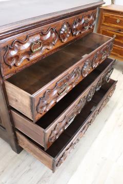 17th Century Italian Louis XIV Carved Walnut Antique Commode or Chest of Drawers - 2993496