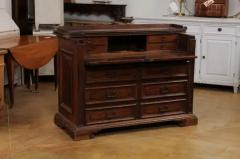 17th Century Italian Walnut Commode with Drop Front Desk and Three Drawers - 3538332