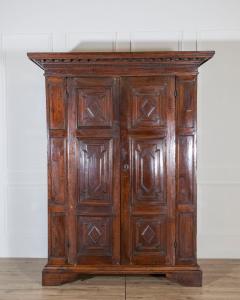17th Century Lombard Walnut Wardrobe with Paneled Doors Brescia Italy - 4375434