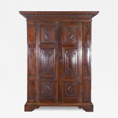 17th Century Lombard Walnut Wardrobe with Paneled Doors Brescia Italy - 4379247