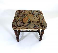 17th Century Louis XIII Oak Stool with Antique Cross Stitch Upholstery - 4700669