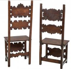 17th Century Pair of Lombardian Italian Swiss Carved Chairs - 3007125