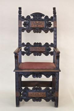 17th Century Renaissance Nutwood Armchair Handcarved Austria ca 1680 - 4816907