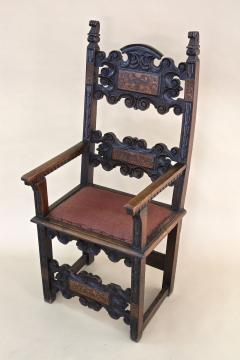 17th Century Renaissance Nutwood Armchair Handcarved Austria ca 1680 - 4816908