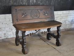 17th Century Rustic Spanish Baroque Walnut Bench Settee - 3112472