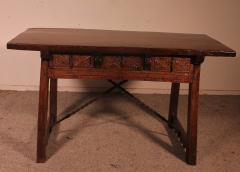 17th Century Spanish Table With Three Drawers In Chestnut - 2201013
