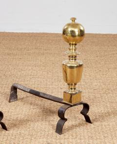 17th c Brass Ball Top Andirons - 4205493