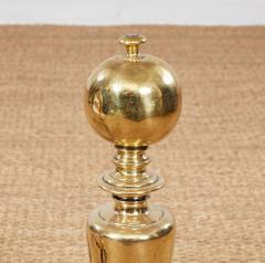 17th c Brass Ball Top Andirons - 4205495