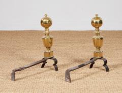 17th c Brass Ball Top Andirons - 4205501