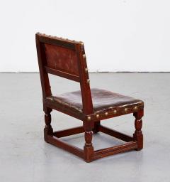 17th c English Child s Chair in Leather with Brass Studwork - 2876867