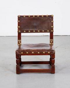 17th c English Child s Chair in Leather with Brass Studwork - 2876869