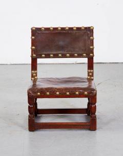 17th c English Child s Chair in Leather with Brass Studwork - 2876869