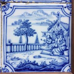 17th century Dutch Delft Tile Panel with Figures in Landscapes - 4780278