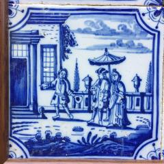 17th century Dutch Delft Tile Panel with Figures in Landscapes - 4780279