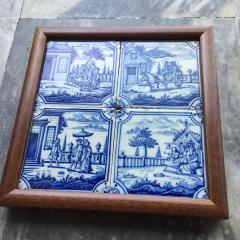 17th century Dutch Delft Tile Panel with Figures in Landscapes - 4780291