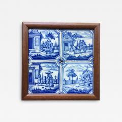 17th century Dutch Delft Tile Panel with Figures in Landscapes - 4789962