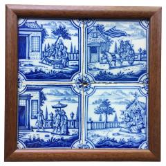 17th century Dutch Delft Tile Panel with Figures in Landscapes - 4789971