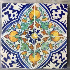 17th century Dutch Delft Tile Panel with Pomegranates consisting of four tiles - 4780269