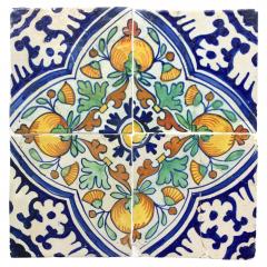 17th century Dutch Delft Tile Panel with Pomegranates consisting of four tiles - 4789967