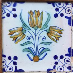 17th century Dutch Delft Tile Panel with Tulips Tulip Tile - 4780270