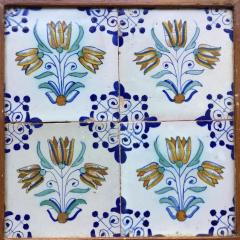 17th century Dutch Delft Tile Panel with Tulips Tulip Tile - 4780274