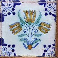 17th century Dutch Delft Tile Panel with Tulips Tulip Tile - 4780287