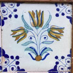 17th century Dutch Delft Tile Panel with Tulips Tulip Tile - 4780288