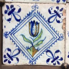 17th century Dutch Delft Tile Panel with Tulips and Fritillaries Tulip Tile - 4780263