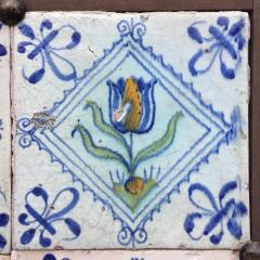 17th century Dutch Delft Tile Panel with Tulips and Fritillaries Tulip Tile - 4780264