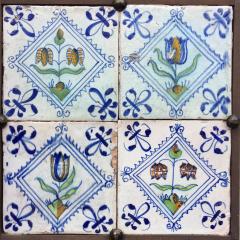17th century Dutch Delft Tile Panel with Tulips and Fritillaries Tulip Tile - 4780275