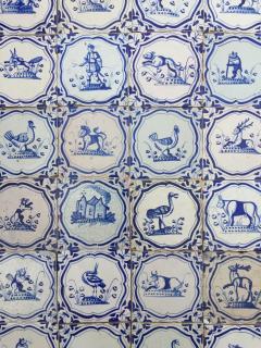 17th century Dutch Delft Tiles with animals - 4572975
