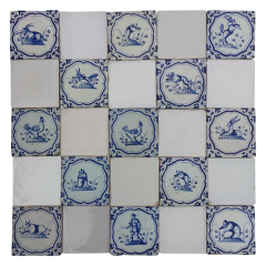 17th century Dutch Delft Tiles with animals - 4572977