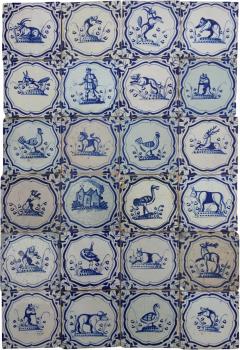 17th century Dutch Delft Tiles with animals - 4574838