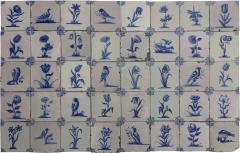 17th century Dutch Delft tiles with flowers and birds backsplash bathroom - 4574836