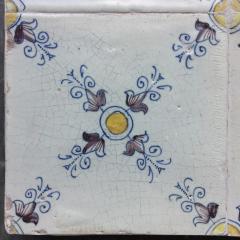 17th century Dutch Renaissance Delft Tile Panel consisting of four tiles - 4780253