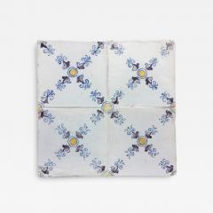 17th century Dutch Renaissance Delft Tile Panel consisting of four tiles - 4789958
