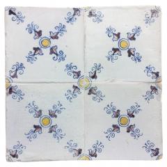 17th century Dutch Renaissance Delft Tile Panel consisting of four tiles - 4789966