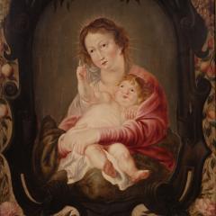 17th century Flemish painting on panel Madonna and Child - 3873546