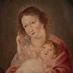 17th century Flemish painting on panel Madonna and Child - 3873549