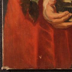 17th century antique Flemish painting Faun with fruit basket and Bacchante - 4251526