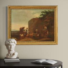 17th century bucolic landscape painting with figures pastoral scene - 4211072