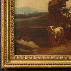17th century bucolic landscape painting with figures pastoral scene - 4211076