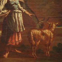 17th century bucolic landscape painting with figures pastoral scene - 4211079