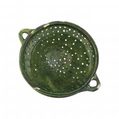 17th century earthenware green glazed strainer - 4614846