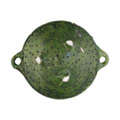 17th century earthenware green glazed strainer - 4614847