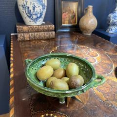 17th century earthenware green glazed strainer - 4621212