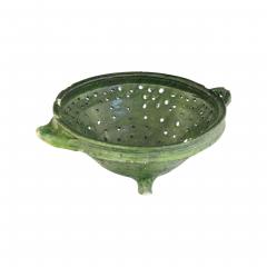 17th century earthenware green glazed strainer - 4621816