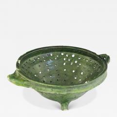 17th century earthenware green glazed strainer - 4621819