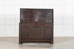 17thC English Carved Oak Mule Chest - 4377239